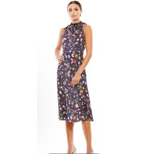 IEENA for Mac Duggal 55629 Floral Butterfly Print Midi Dress Women's Size 12 NWT